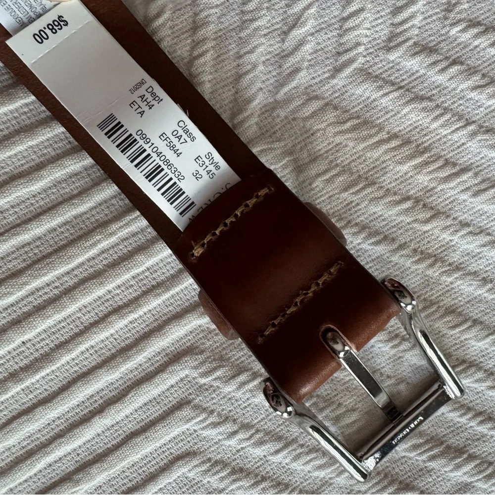 J. Crew English Tan Leather Belt with Silver Buckle - Picture 2 of 3